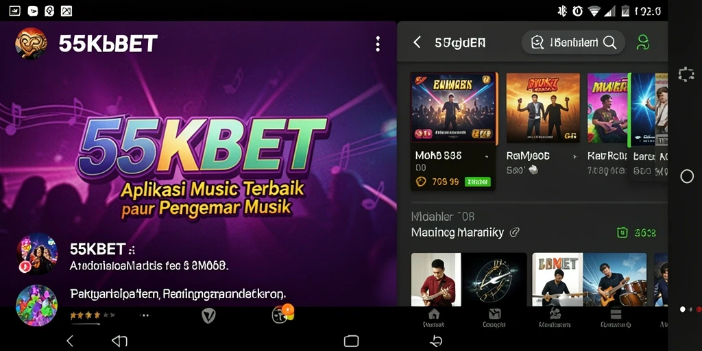 Screenshot menunjukkan antarmuka intuitif 55KBET dengan berbagai pilihan musik.