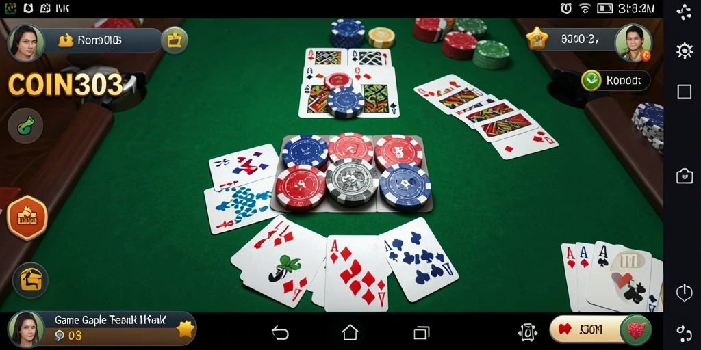 Tangkapan layar gameplay seru di COIN303, permainan Gaple yang menyenangkan.
