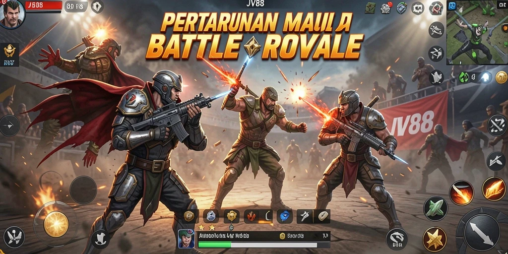 Gameplay action-packed di arena Battle Royale yang mendebarkan.