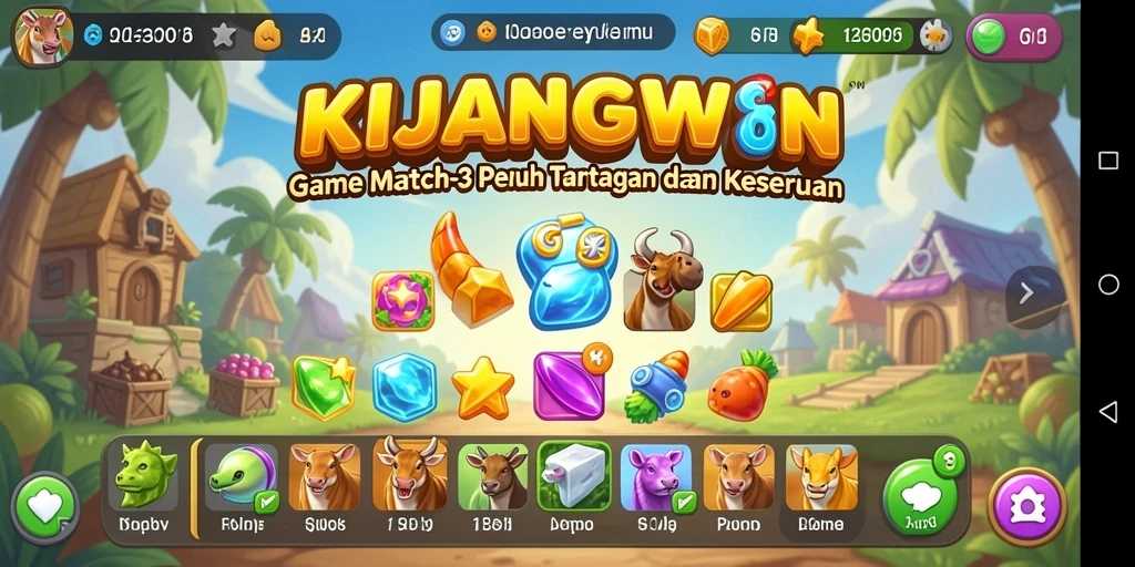 Screenshot gameplay KIJANGWIN yang penuh warna dan menantang.