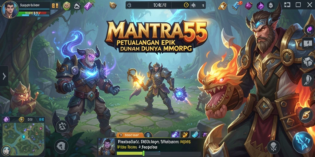 Tangkapan layar gameplay MANTRA55 menunjukkan aksi seru dalam dunia MMORPG.