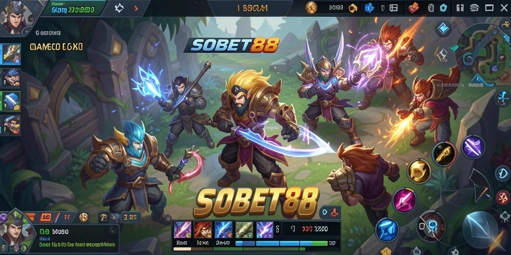 Screenshot gameplay SOBET88 menampilkan pertempuran seru antar tim.