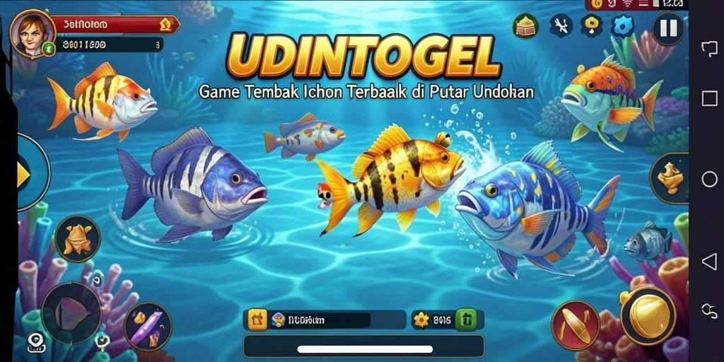 Tampilan gameplay seru dari UDINTOGEL saat menangkap ikan.